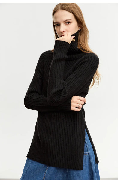 Women Turtleneck Pullover Raglan Sleeve Sweater