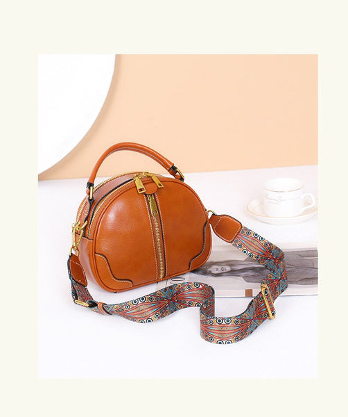 Women Genuine Leather Ellipse Shell Versatile Handbag