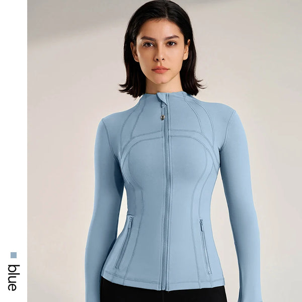 Women Slim Fit Yoga Jacket Elastic Fitness Top