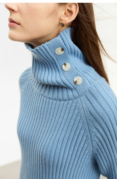 Women Turtleneck Pullover Raglan Sleeve Sweater