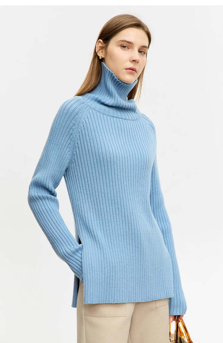 Women Turtleneck Pullover Raglan Sleeve Sweater