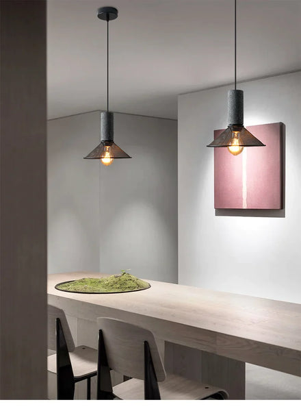 Industrial Concrete Postmodern Lamp Cement Iron Mesh E27 Pendant Light