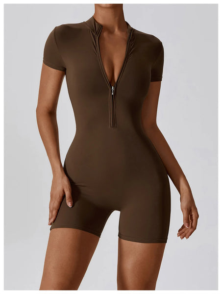 Women One-Piece Fitness Training Mid-Thigh Bodysuit