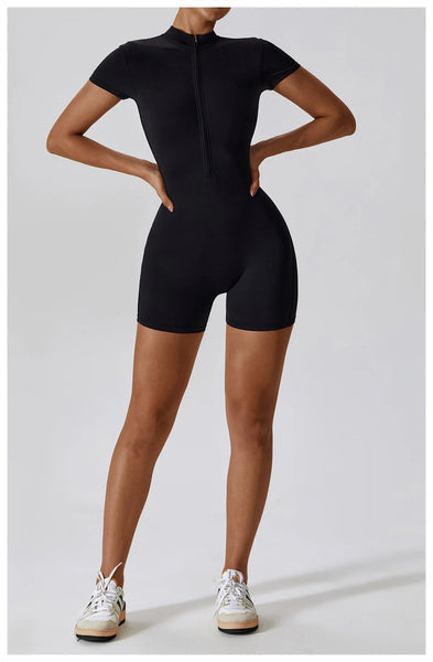 Women One-Piece Fitness Training Mid-Thigh Bodysuit