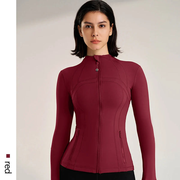 Women Slim Fit Yoga Jacket Elastic Fitness Top