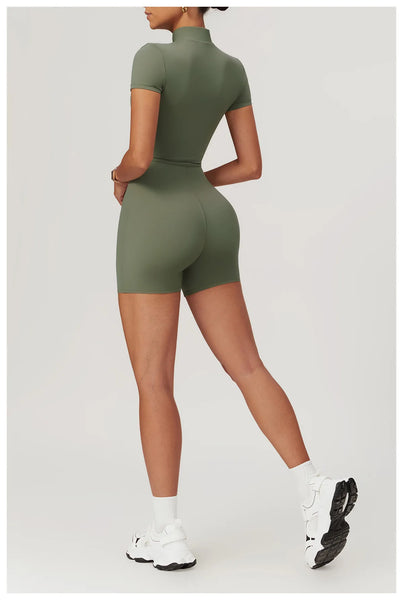 Women One-Piece Fitness Training Mid-Thigh Bodysuit