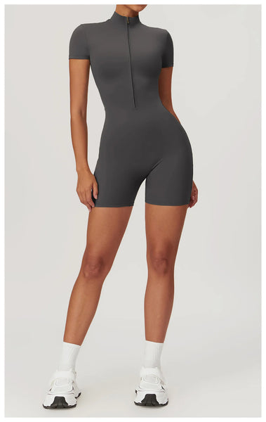 Women One-Piece Fitness Training Mid-Thigh Bodysuit