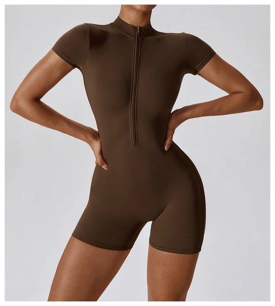 Women One-Piece Fitness Training Mid-Thigh Bodysuit