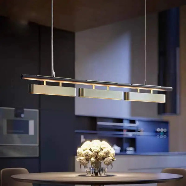 Industrial Modern Linear Segment LED Hanging Lamp Island Pendant Light