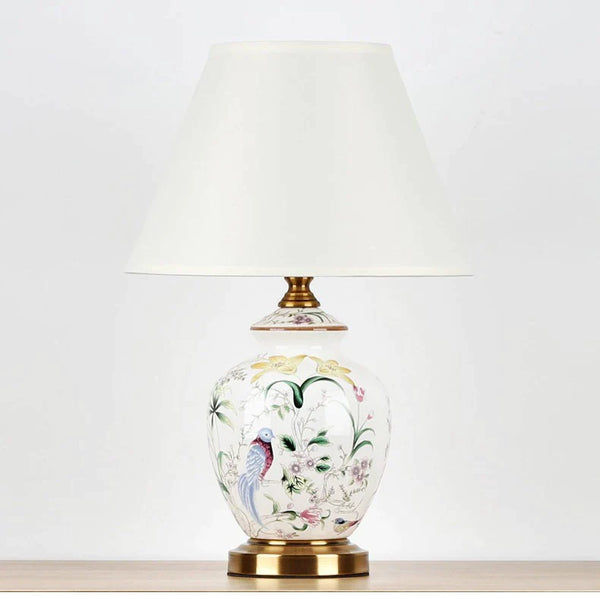 Oriental White Ceramic Table Lamp Bedside Ornament Light