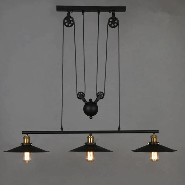 Industrial Iron Retro Vintage Retractable Pulley Pendant Light E27 Edison Lamp