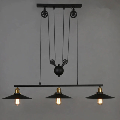 Industrial Iron Retro Vintage Retractable Pulley Pendant Light E27 Edison Lamp