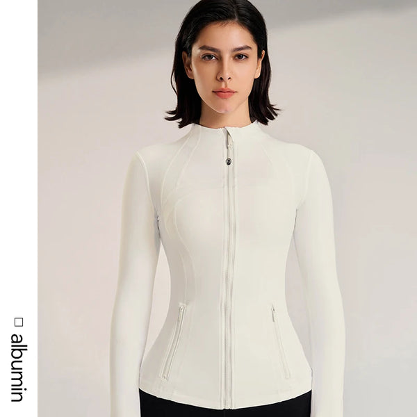 Women Slim Fit Yoga Jacket Elastic Fitness Top