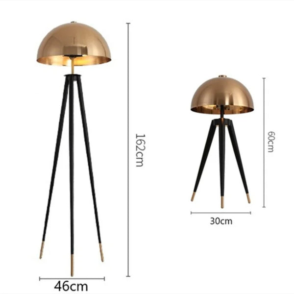 Postmodern Dome Head Tripod Floor Lamp E14 All-Metal Standing Light