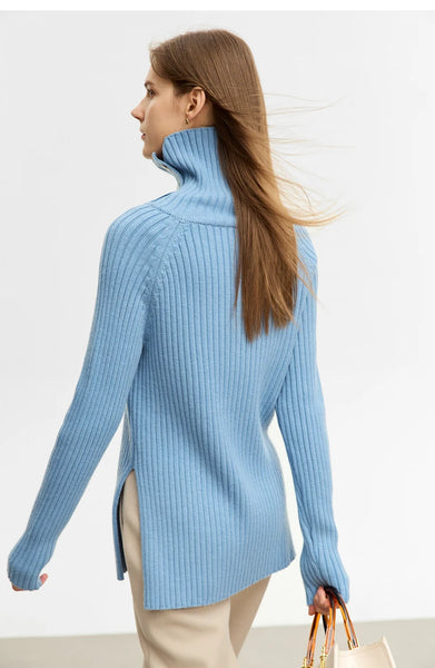 Women Turtleneck Pullover Raglan Sleeve Sweater