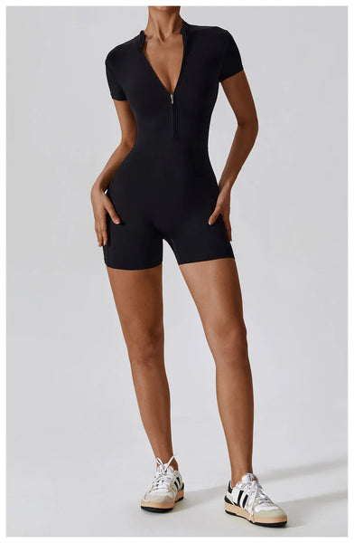 Women One-Piece Fitness Training Mid-Thigh Bodysuit