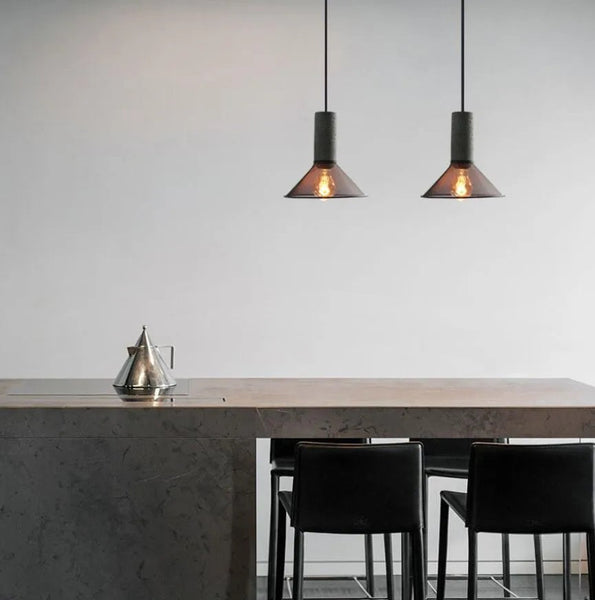 Industrial Concrete Postmodern Lamp Cement Iron Mesh E27 Pendant Light