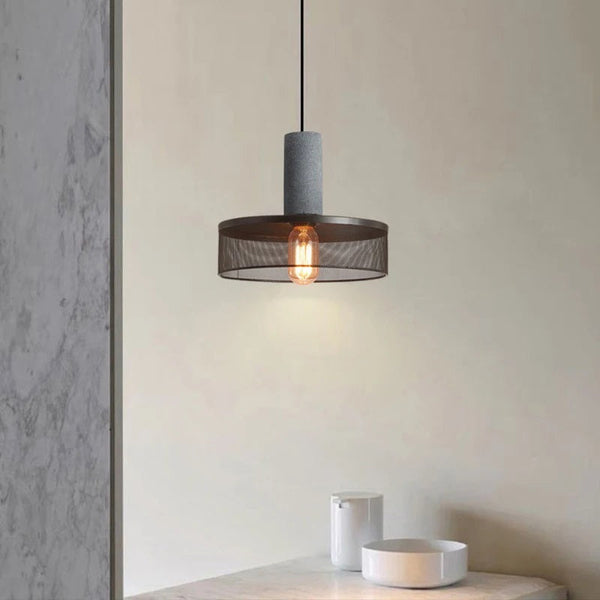 Industrial Concrete Postmodern Lamp Cement Iron Mesh E27 Pendant Light