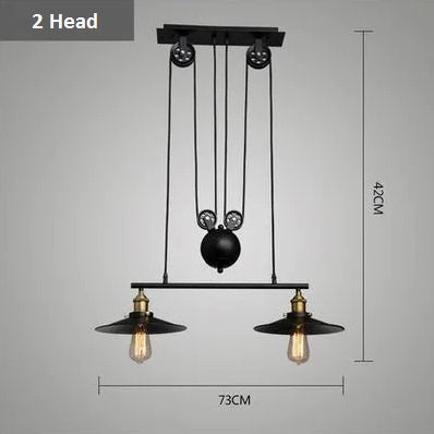 Industrial Iron Retro Vintage Retractable Pulley Pendant Light E27 Edison Lamp