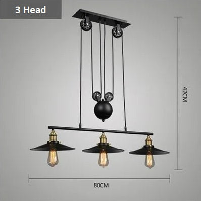 Industrial Iron Retro Vintage Retractable Pulley Pendant Light E27 Edison Lamp