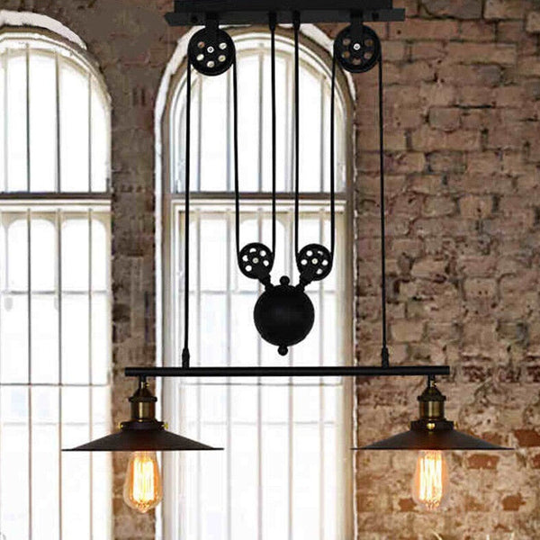 Industrial Iron Retro Vintage Retractable Pulley Pendant Light E27 Edison Lamp