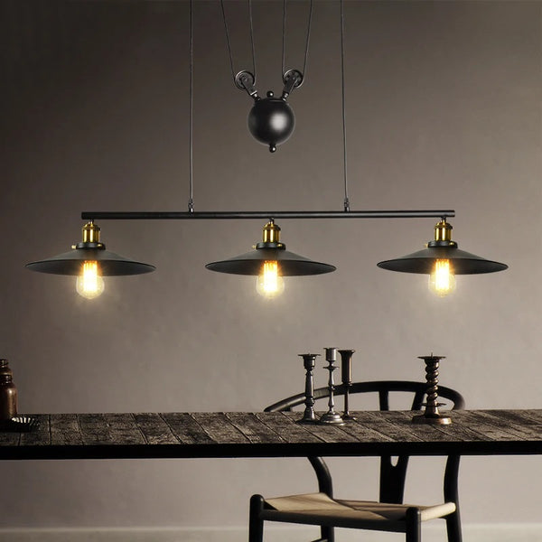 Industrial Iron Retro Vintage Retractable Pulley Pendant Light E27 Edison Lamp