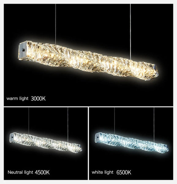 Modern Crystal Lustre Hanging Lamp LED Strip Lighting Remote Control Dimmable