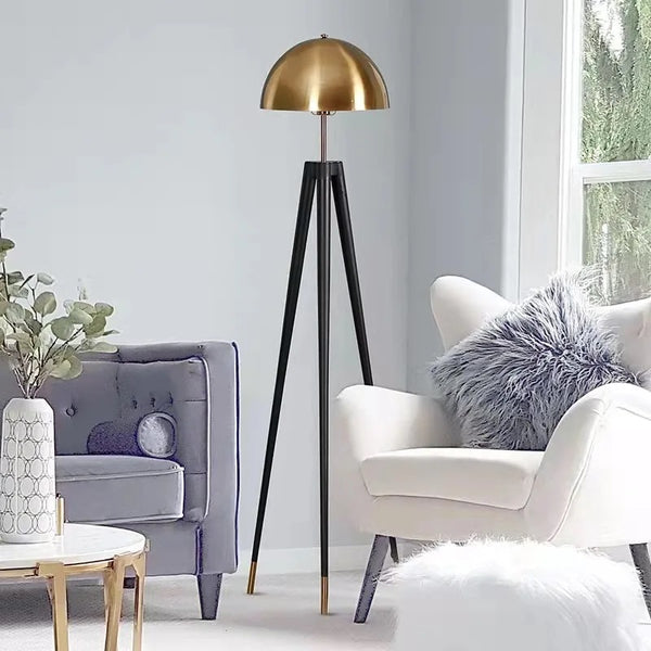 Postmodern Dome Head Tripod Floor Lamp E14 All-Metal Standing Light