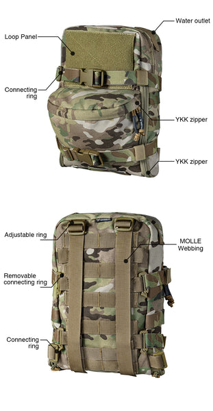Tactical MOLLE Mini Hydration Water Bladder Carrier Attachment Pack