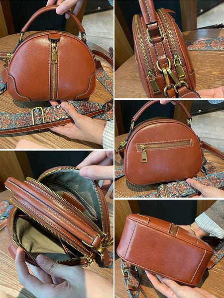 Women Genuine Leather Ellipse Shell Versatile Handbag