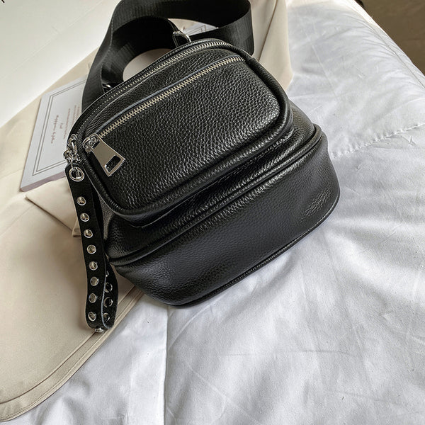 Women Genuine Leather Multi-Pocket Crossbody Shoulder Bag