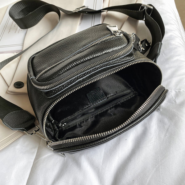 Women Genuine Leather Multi-Pocket Crossbody Shoulder Bag