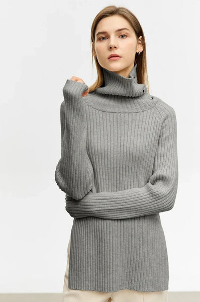 Women Turtleneck Pullover Raglan Sleeve Sweater