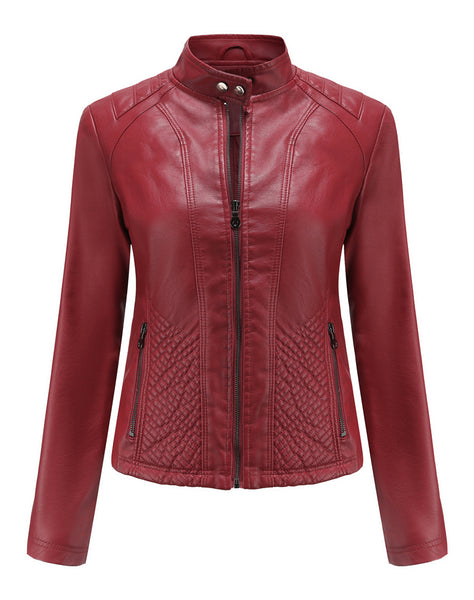 Women PU Faux Leather Street Casual Biker Jacket