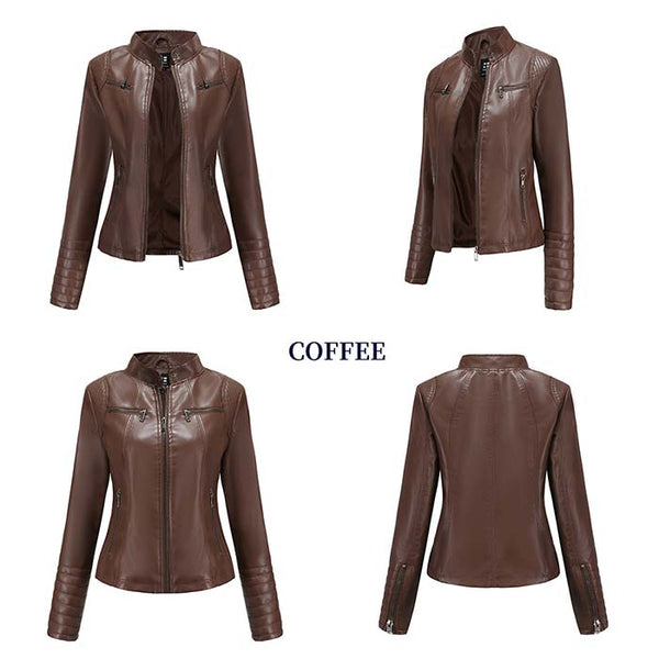 Women PU Faux Leather Autumn Biker Jacket