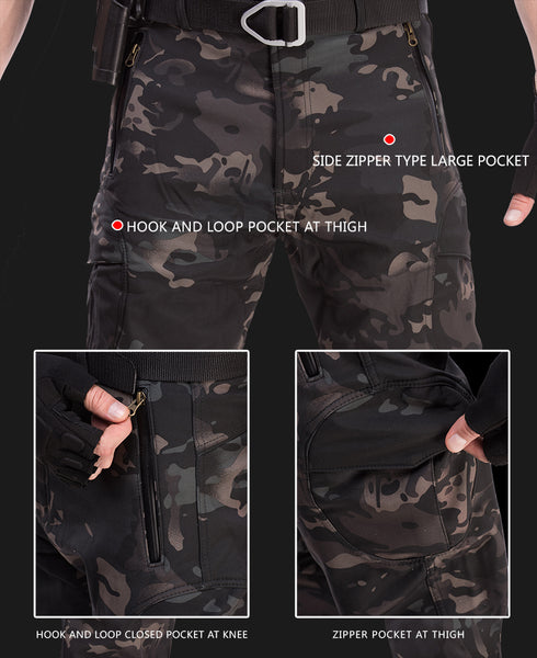 Tactical Mens Cargo Pants Quick-Drying Sharkskin Trousers