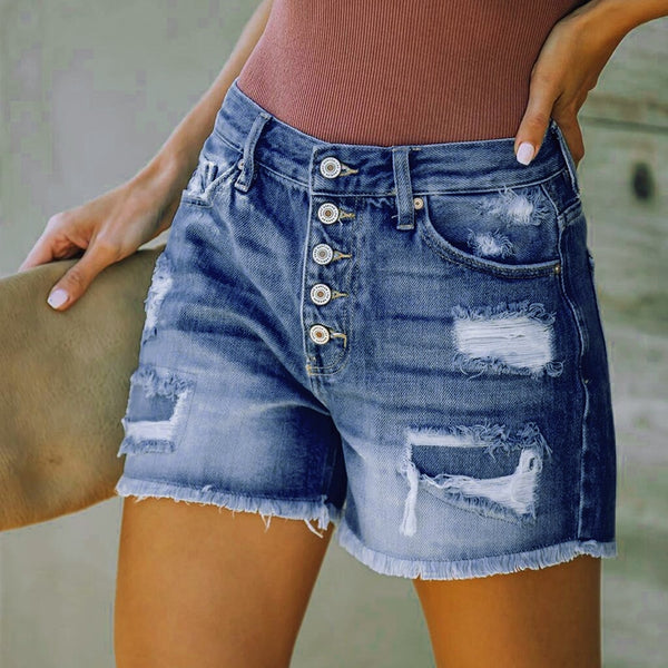 Women Patchwork Denim Shorts