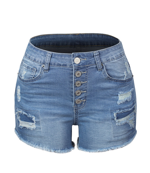 Women Patchwork Denim Shorts