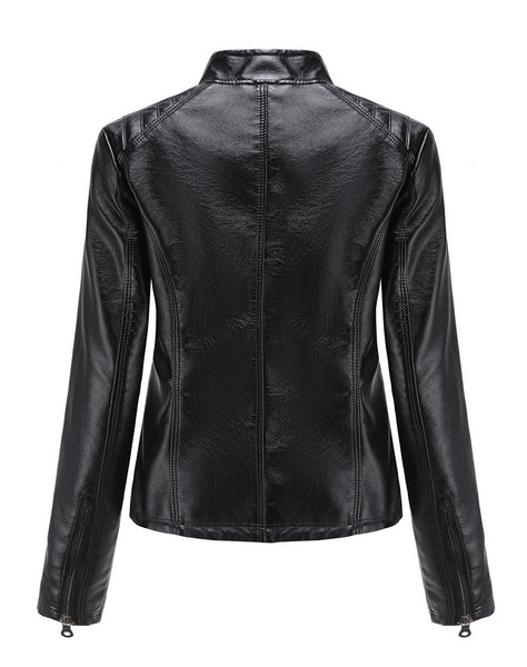 Women PU Faux Leather Street Casual Biker Jacket