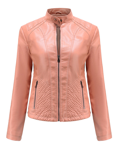 Women PU Faux Leather Street Casual Biker Jacket