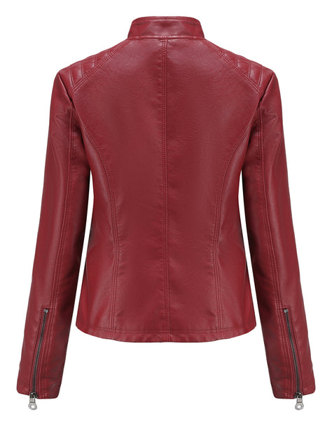 Women PU Faux Leather Street Casual Biker Jacket