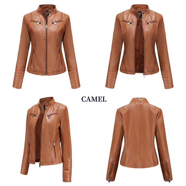 Women PU Faux Leather Autumn Biker Jacket