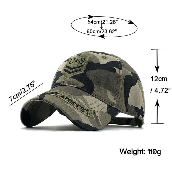 Tactical Baseball Cap US Army Embroidery 54-60cm Adjustable