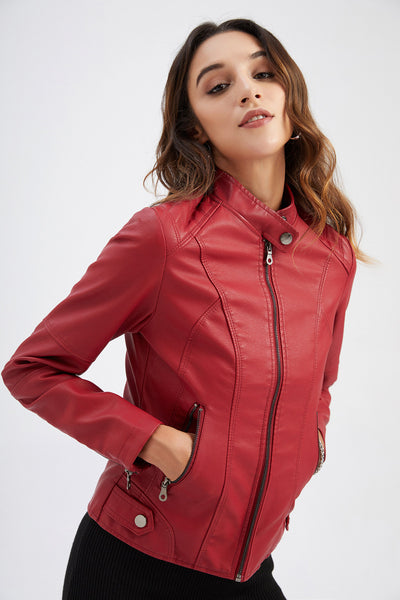 Women PU Faux Leather Urban Classic Biker Jacket