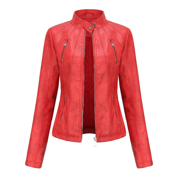 Women PU Faux Leather Streetwear Biker Jacket