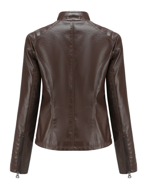 Women PU Faux Leather Street Casual Biker Jacket