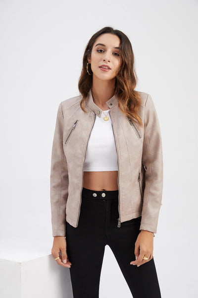 Women PU Faux Leather Streetwear Biker Jacket