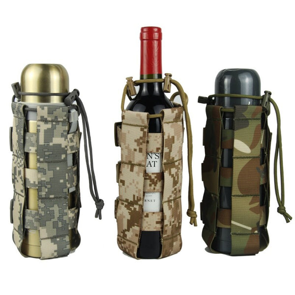 Tactical MOLLE Water Bottle Pouch Kettle Bag Adjustable Waterproof 0.5-2.5L