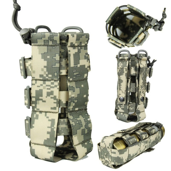 Tactical MOLLE Water Bottle Pouch Kettle Bag Adjustable Waterproof 0.5-2.5L