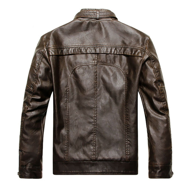 Mens PU Faux Leather Windbreaker Biker Jacket